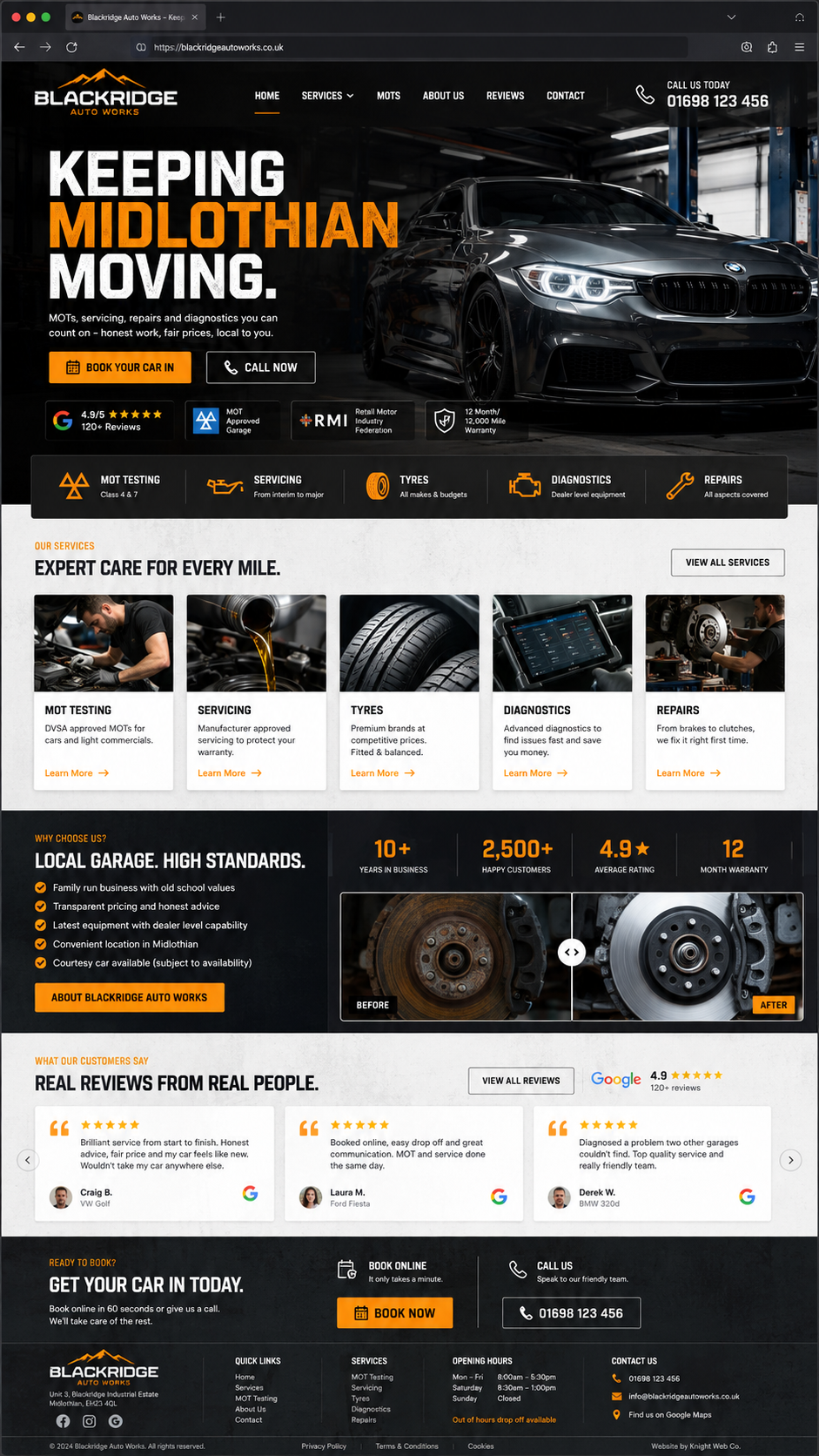 Blackridge Auto Works website design preview