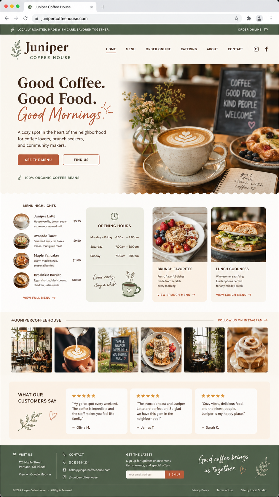 Juniper Coffee House full website concept